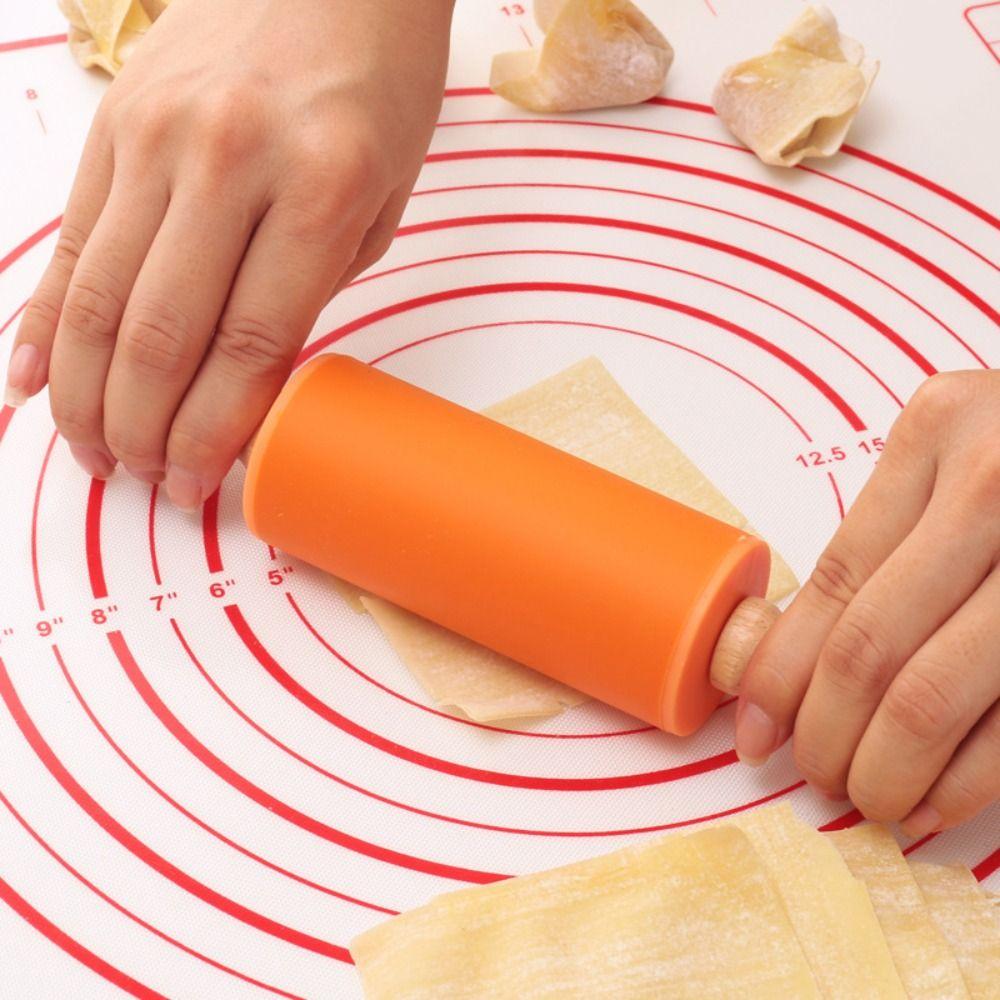 Multicolor Pastry Dough Roller Wooden Handle Flour Roller New Silicone Rolling Pin Cooking Utensil