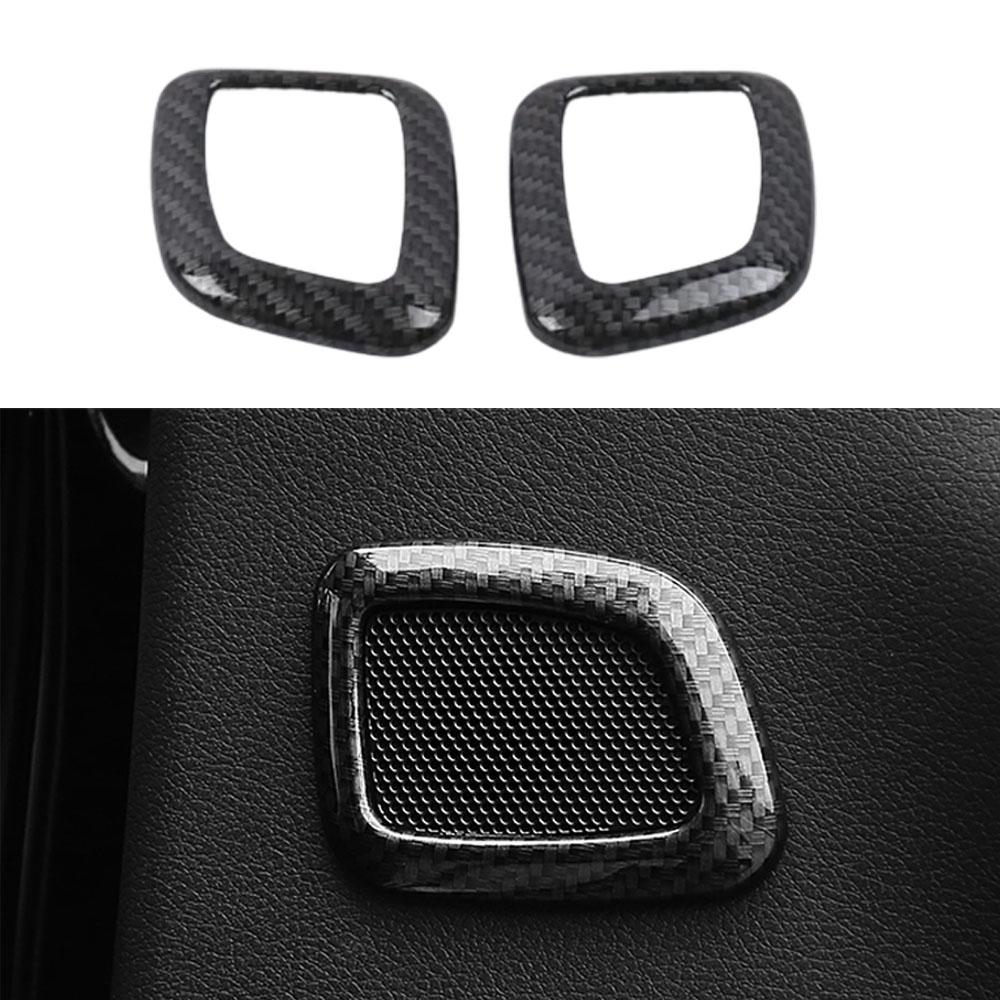 For Jeep Compass 2017 2018- ABS Plastic Car Door Sound Speaker Audio Ring Cover Carbon Fiber Water Cup Holder Frame Trim