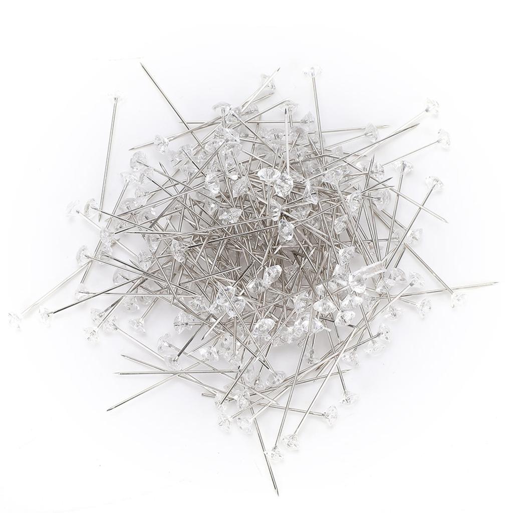 200Pcs Flower Bouquet Pins Brooch Sewing Crystal Head Pearl Needle for Wedding Jewelry Decoration