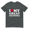 I Love My Great Grandma Heart Family Grandma Tshirt