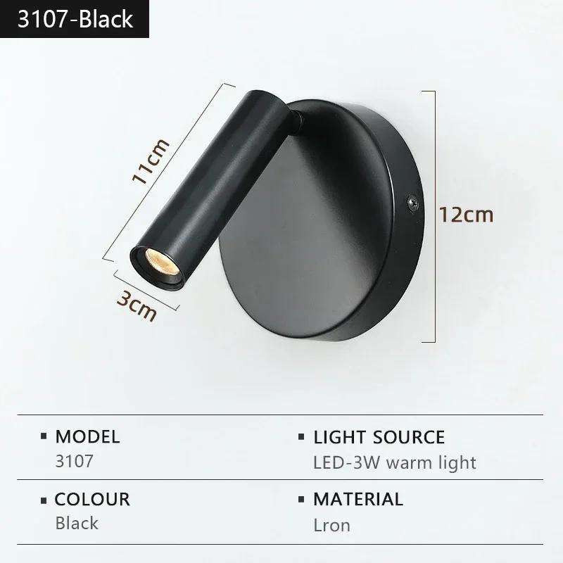 Modern LED Wall Lamp with 350 Degree Rotation Reading Wall Lamp Living Room Bedroom Interior Decoration Light with USB Interface