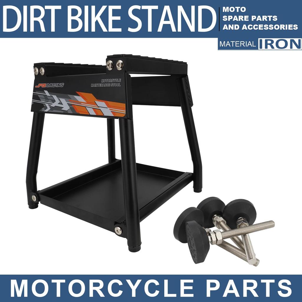 JFG Off-Road Motorcycle Stand with Wheels Powder Coated 450lb Capacity Universal Motocross Maintenance Stand Box Stand - Black
