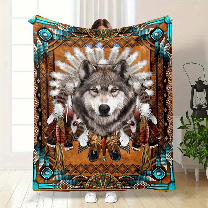 

Індійський Тотем Вовк Принт Фланелева Ковдра Цифровий Принт Ковдра Ковдра Для Дивана Подорожей Кемпінгу 150x200cm