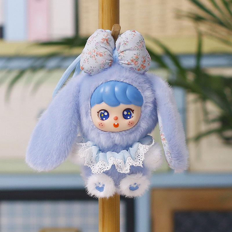 Cartoon Soft Bunny Plush Keychain Fluffy Stuffed Rabbit Pendant Lace Bow Decor Backpack Hanger Lovely Accessory for Students