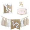 Boho 1st Birthday High Chair Banner Handmade Yarn Tassel Birthday Banner Linen Hat Wooden Bead Party Decoration Photography Prop