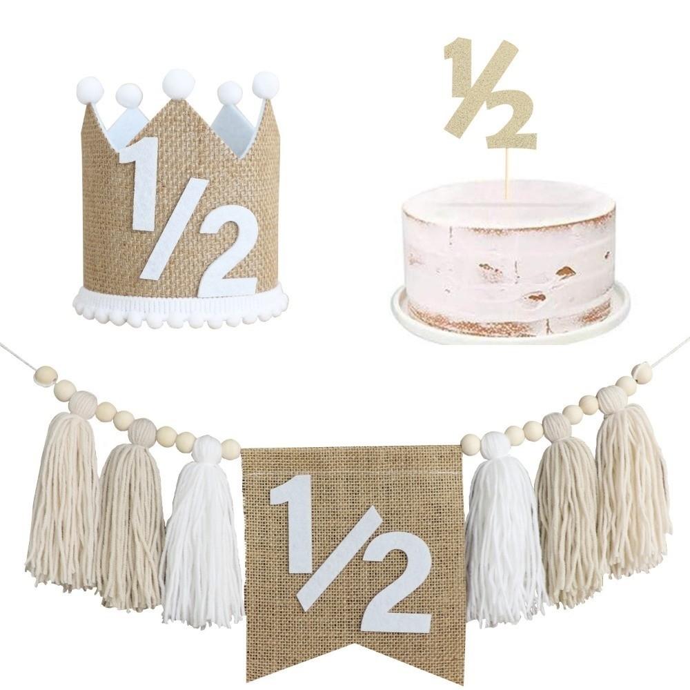 Boho 1st Birthday High Chair Banner Handmade Yarn Tassel Birthday Banner Linen Hat Wooden Bead Party Decoration Photography Prop