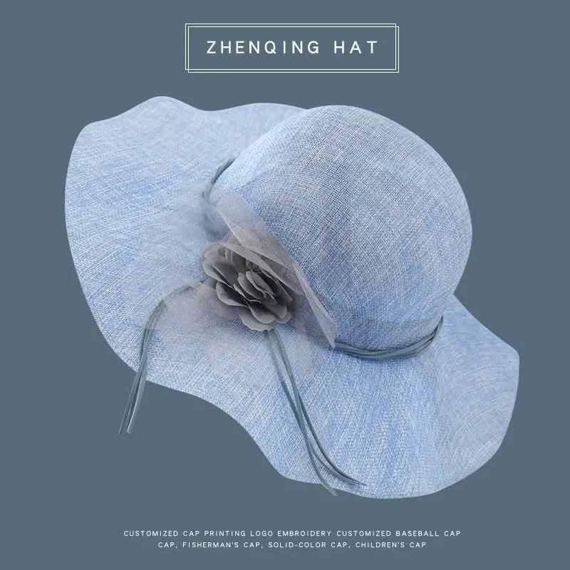 Summer Sun Hat Female Sunscreen Linen Fisherman Hat Sun Hat Beach Hat Travel Wild Flower Straw Hat Beach Seaside Vacation Travel Sun Protection Hat
