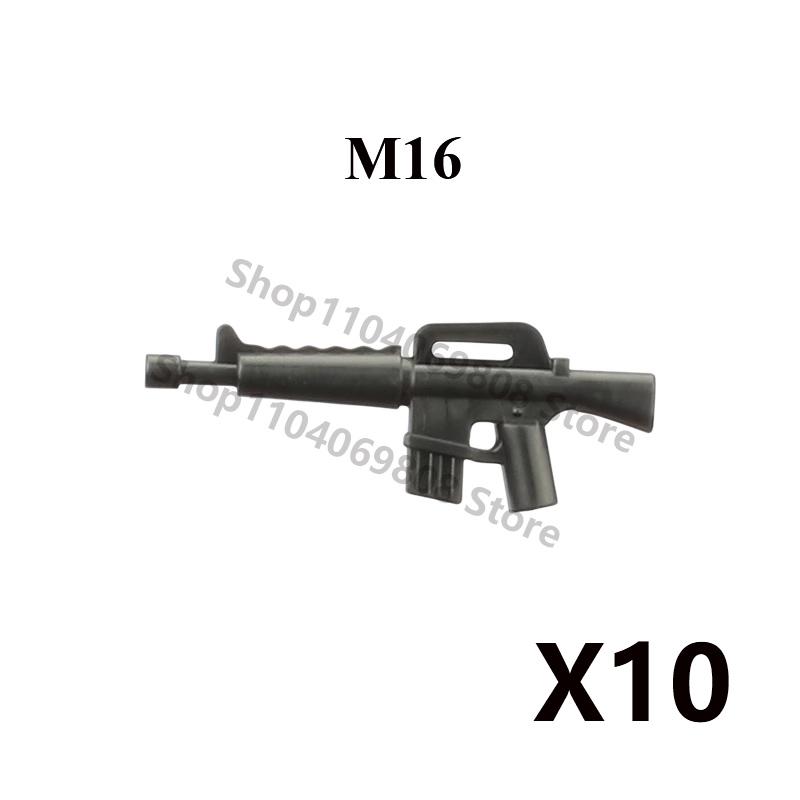 MOC Military Gun Waffen Building Blocks Soldier M16 M4 Rifle Submachine Gun US Printed Helmet Beret Vest Belt Tactical Hat Brick