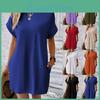 Color Size Solid Summer Plue Floral Dress Summer Short Sleeve Slim Shirt Big Hem Loose Beach Party Elegant Dresses S2xl