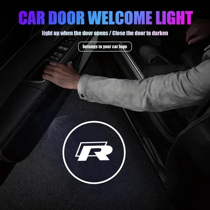2026 Hot For VW VOLKSWAGEN 2PCS Car Door Welcome Projector Light LED Ghost Shadow Lamp for Volkswagen Rline Golf Tiguan POLO BOR