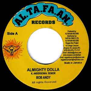 

7inch Record BOB ANDY TAFFARI Almighty Dolla I Know NONE Al.Ta.Fa.An. Jamaica Reggae Ska Dub Used