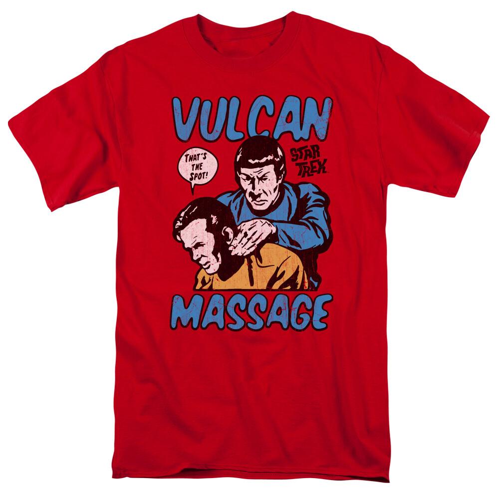 

Star Trek Massage T Shirt Licensed Sci-Fi TV Show Classic Adult Tee New Red XXXXL