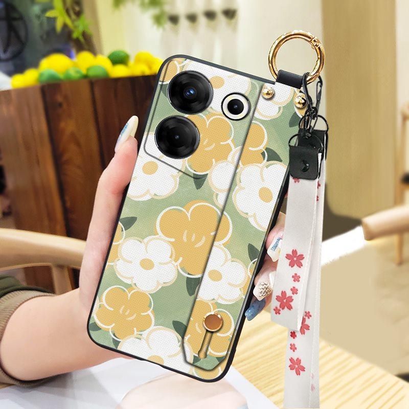 Ring Kickstand Phone Case For Tecno Camon20 Pro 5G/CK8n Dirt-resistant Silicone Fashion Design Wristband Phone Holder