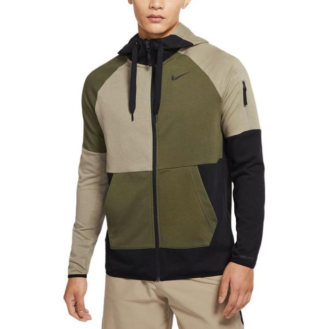 Nike Sweatshirts Men's Green Hooded Moderate Cardigan DQ4788-326