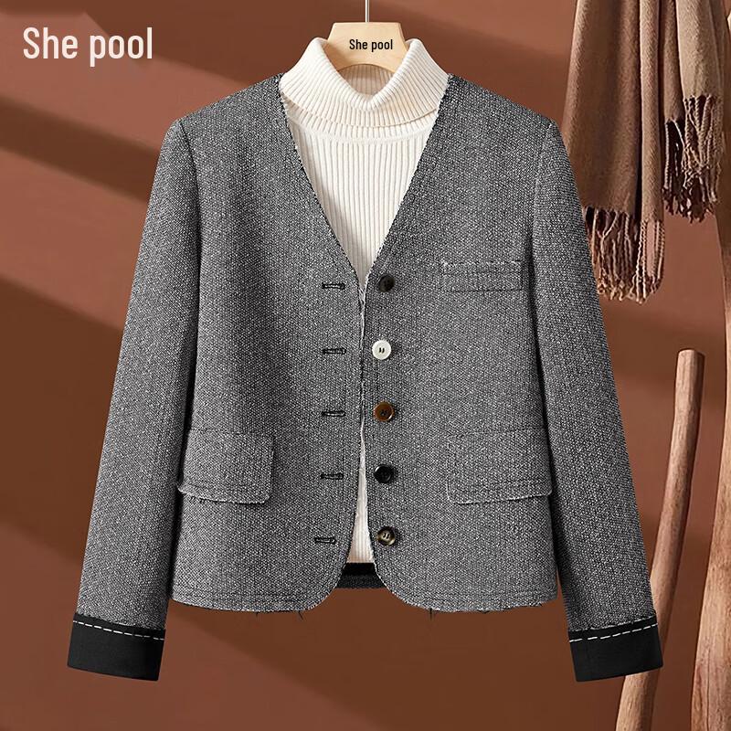 

Женский блейзер в стиле «маленький аромат» с V-образным вырезом M