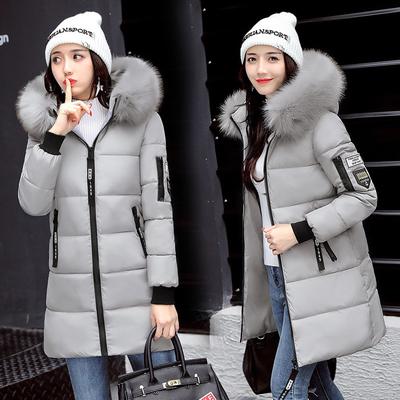 Herbst und Winter Koreanische Version Großer Pelzkragen Damen Daunen Baumwolljacke Damen Slim Fit Mittellang Mode Baumwolljacke Lässige Baumwolloberbekleidung