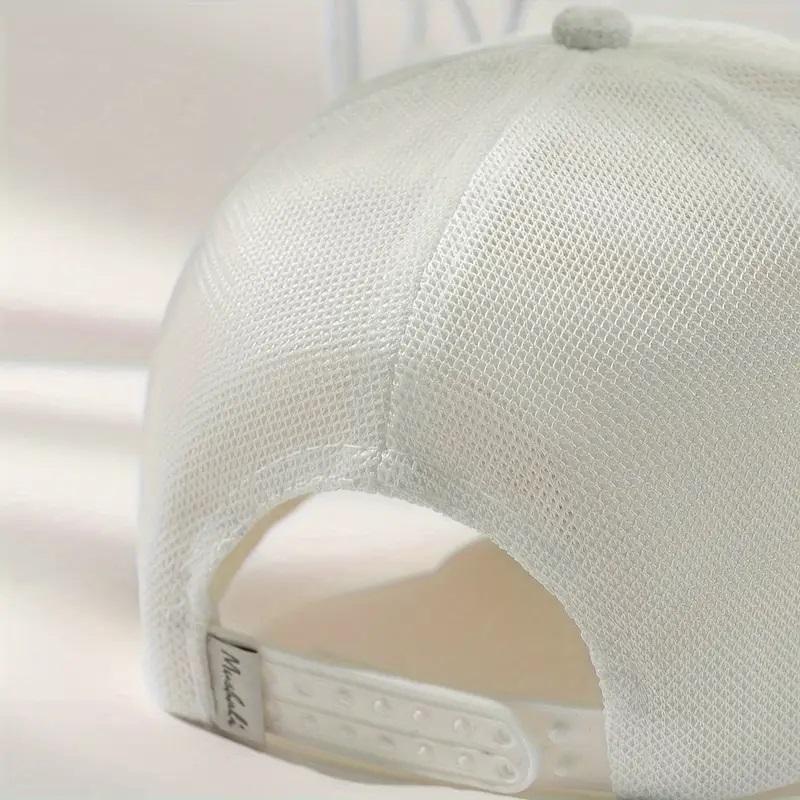 Letter M Decor Baseball Cap Trendy Solid Color Mesh Hats Lightweight Breathable Trucker Hats For Women Daily Use Spring & Summer