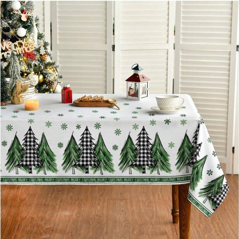 Waterproof Christmas Red Rectangular Tablecloth Premium Decorative Dining Table Cover Holiday Festive Decor
