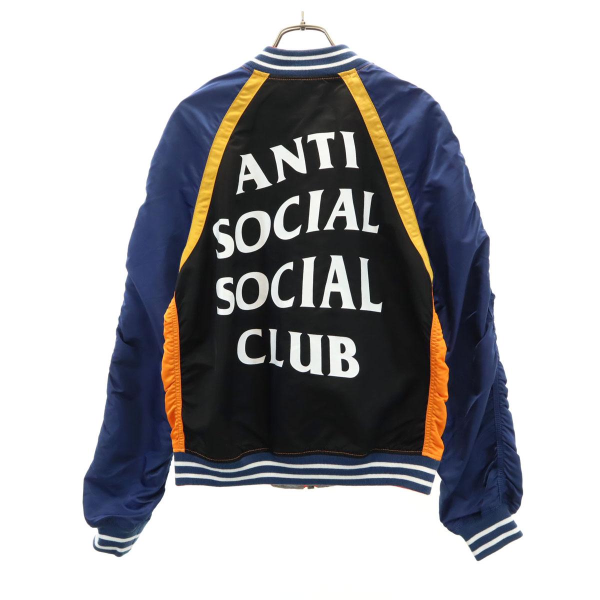 

неиспользованная коллаборация ALPHA ANTI SOCIAL SOCIAL CLUB Летная куртка L-2B с логотипом на спине Мужская Б/У