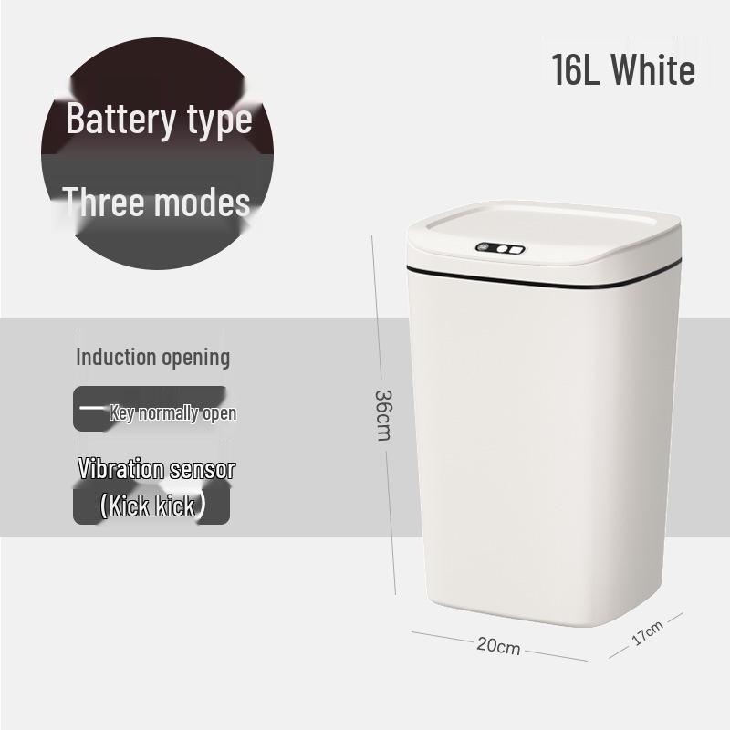 2026 Stylish Induction Trash Can: 16L Large Smart Bin with Odor-Sealed Lock for Home Use