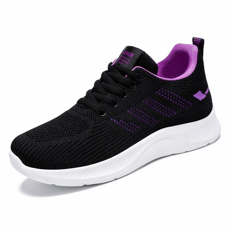 Women's  Knit Running Shoes Breathable Lace-up Lightweight Casual Sports Sneakers