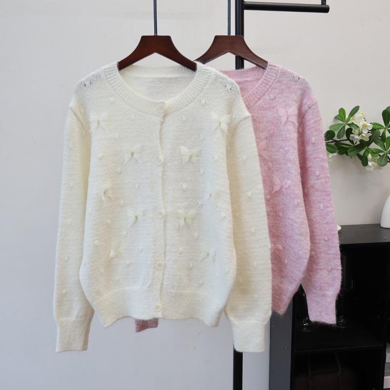 

Autumn and winter new three-dimensional butterfly design knitted cardigan sweet loose gentle wind sweater jacket women one size fits all