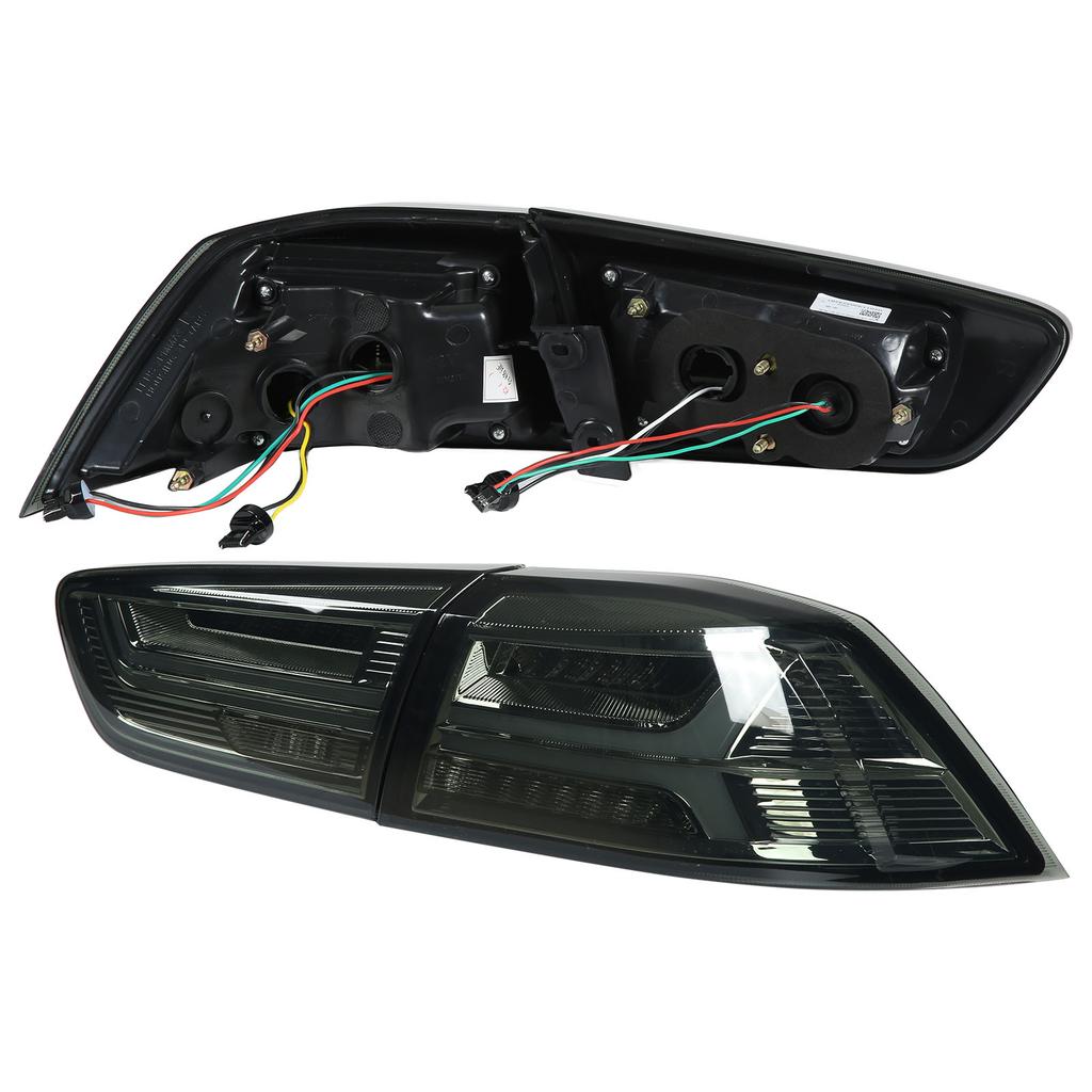 Full LED Dynamic Tail Lights Smoke Lens With Welcome Light Replacement for Mitsubishi Lancer Evo X 2008‑2017