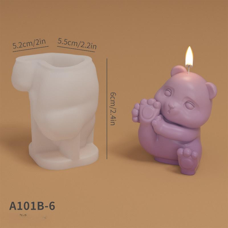Panda Bamboo Candle Silicone Mold 3D Cute Bear Candle Plaster Crafts Resin Mold DIY Soap Chocolate Ice Cake Baking Tools