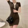 Korean Version of Polo Collar Short-sleeved Dress Women's 2026 Summer Slim and Thin Sexy Hot Girl Small Hip-wrapped Short Skirt