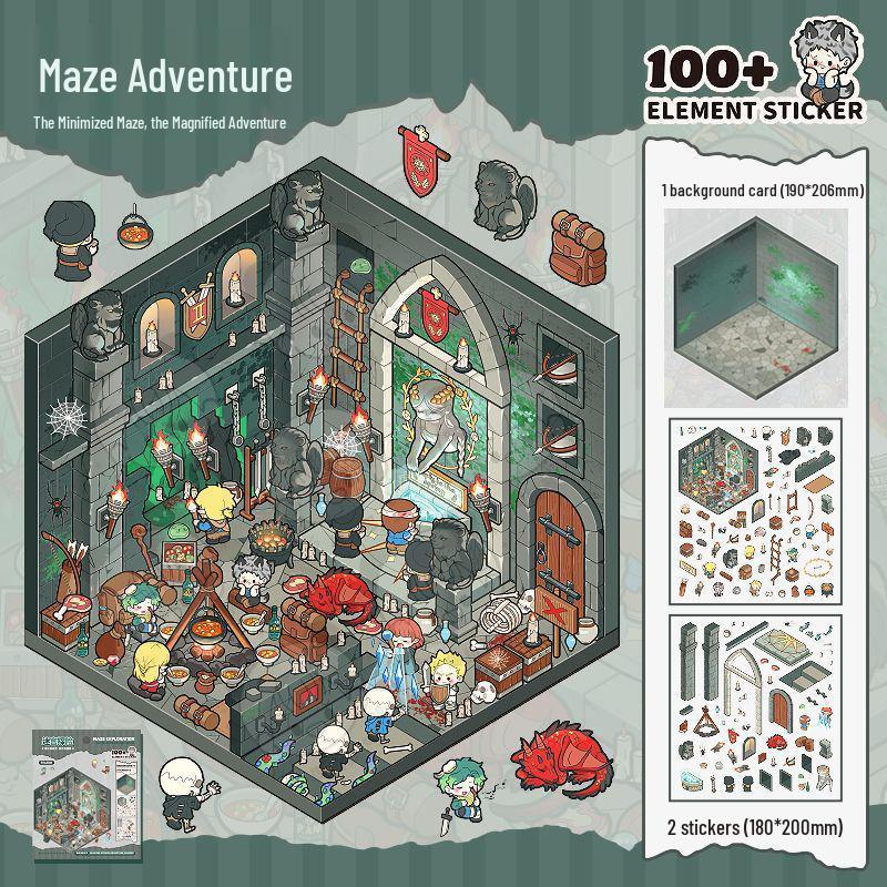 3D Adventure Theme Sticker Book: Miniature Scene & Landscaping Stickers