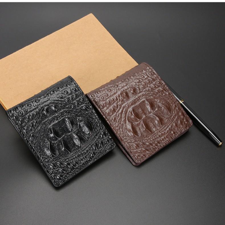 Men's Slim Crocodile Pattern Card Holder Wallet with Money Clip and Multiple Card Slots