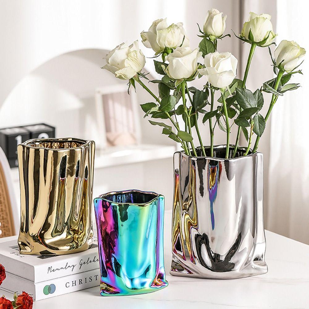 

Light Luxury Tabletop Flower Vase Minimalist Decorative Bottles Home Decoration 13.5*18cm