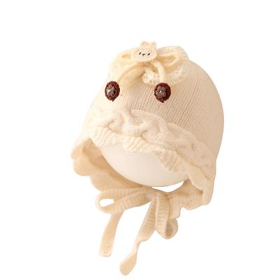 Autumn-Winter Princess Knit Hat for Baby Girls: Warm Wool with Ear Protection