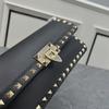 Luxurious Women's Cowhide Rivet Crossbody Shoulder Bag - Versatile Solid Color Flap Design