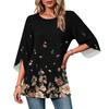 Women's Color Neck Three-Quarter Sleeve Casual Top