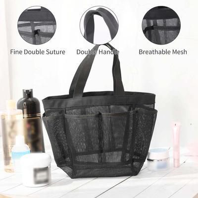 Mesh Shower Tote Bag with 7 Pockets Handle Bath Organizer Quick Dry Hanging Toiletry Bag for College Dorm Gym Bathroom