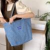 Women Woolen Vintage Plaid Shoulder Bag Versatile Canvas Student Large Capacity Handbag