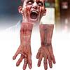 Realistic Bloody Zombie Gloves Halloween Cosplay Scary Party Props Yellow Latex