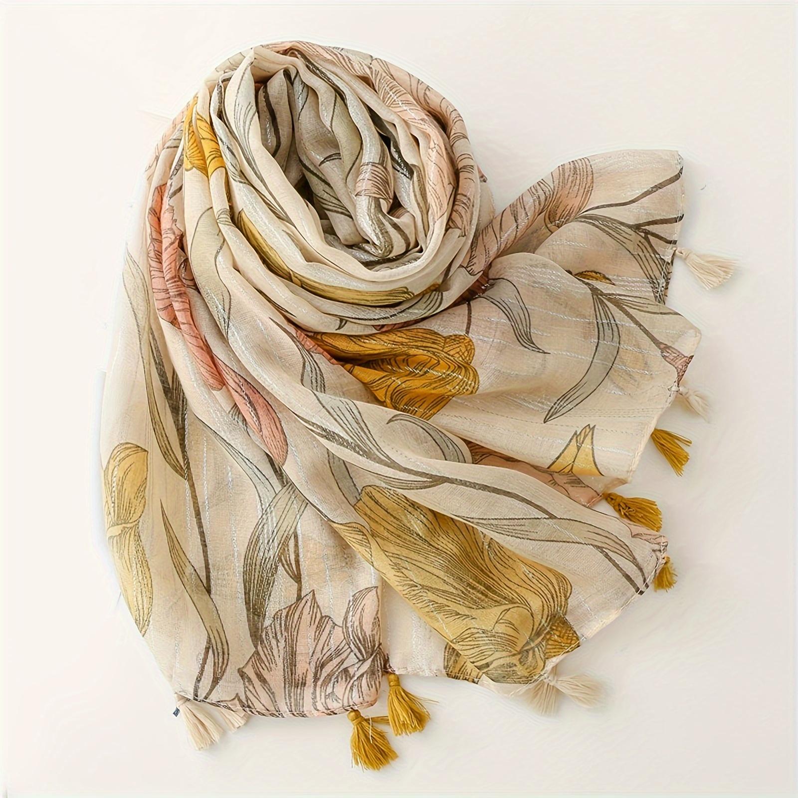 

1pc Women s Fashion Shawl - Print Design, Smooth Polyester Fabric - Weekend Casual Essentials | Lightweight 75g/m² | Inelastic жёлтый