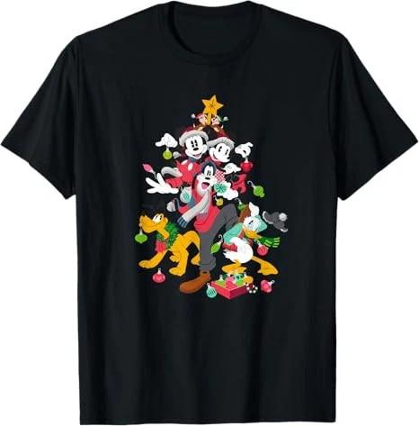 Mickey Minnie Goofy Pluto Chip Dale Christmas Tshirt Unisex S