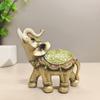 Resin Elephant Figurine Decorative Ornament Home Office Desk Living Room Entryway Vintage Gold