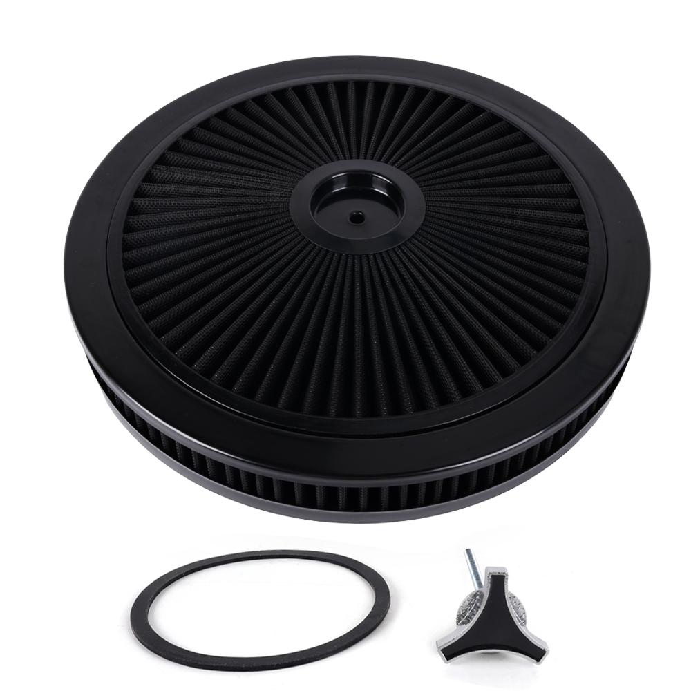 RASTP- Universal Air Cleaner Filter 14" Wide 2" Tall With Super Flow Thru Lid Washable Round 5-1/8-inch Neck Flange OFI178