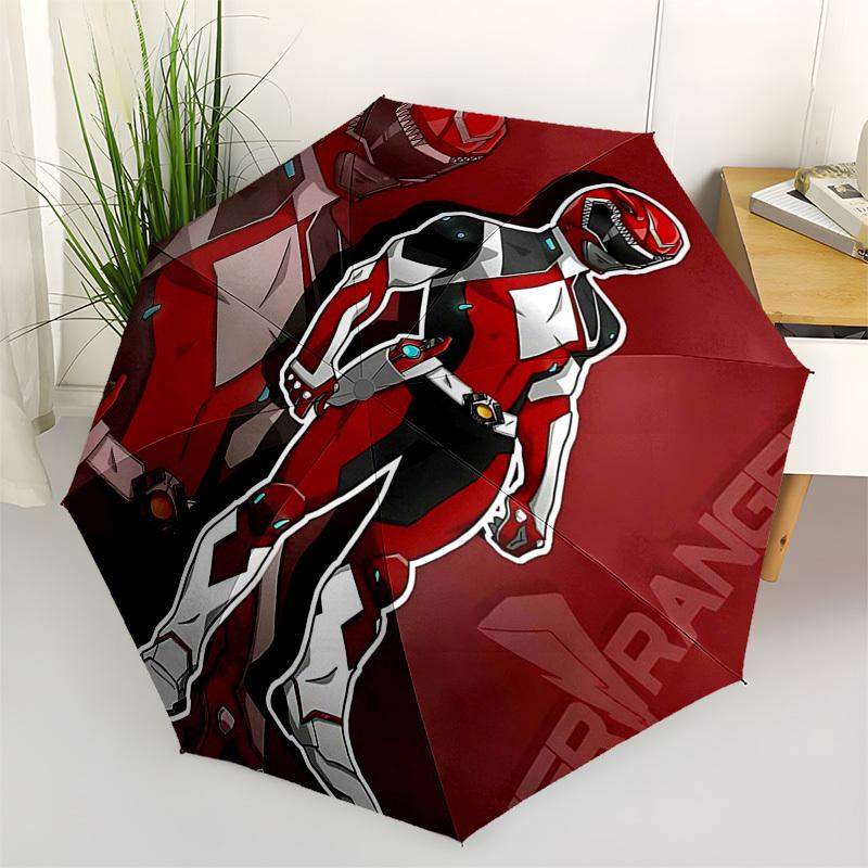 

1pc Power Rangers Red Ranger Auto Open Umbrella, Portable 3-Fold Design, 8-Bone Iron Frame Outdoor Umbrella, Perfect Gift for Fans, Travelers, Everyda