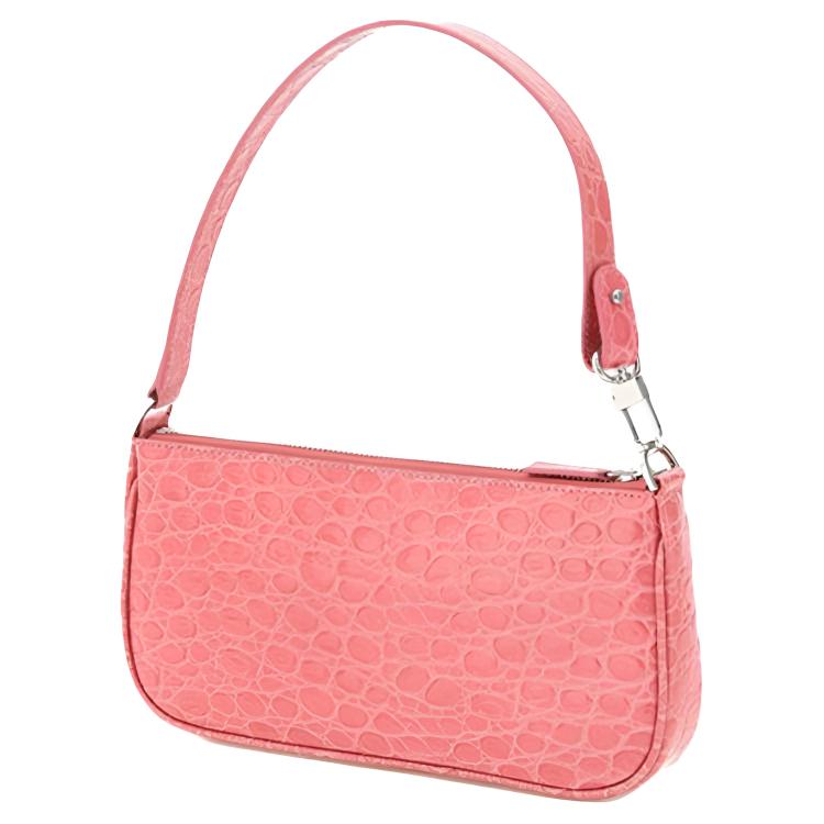 By Far Rachel Crocodile Pattern Leather Baguette Bag Women bags Pink 21FWRCLSVNCCEMED