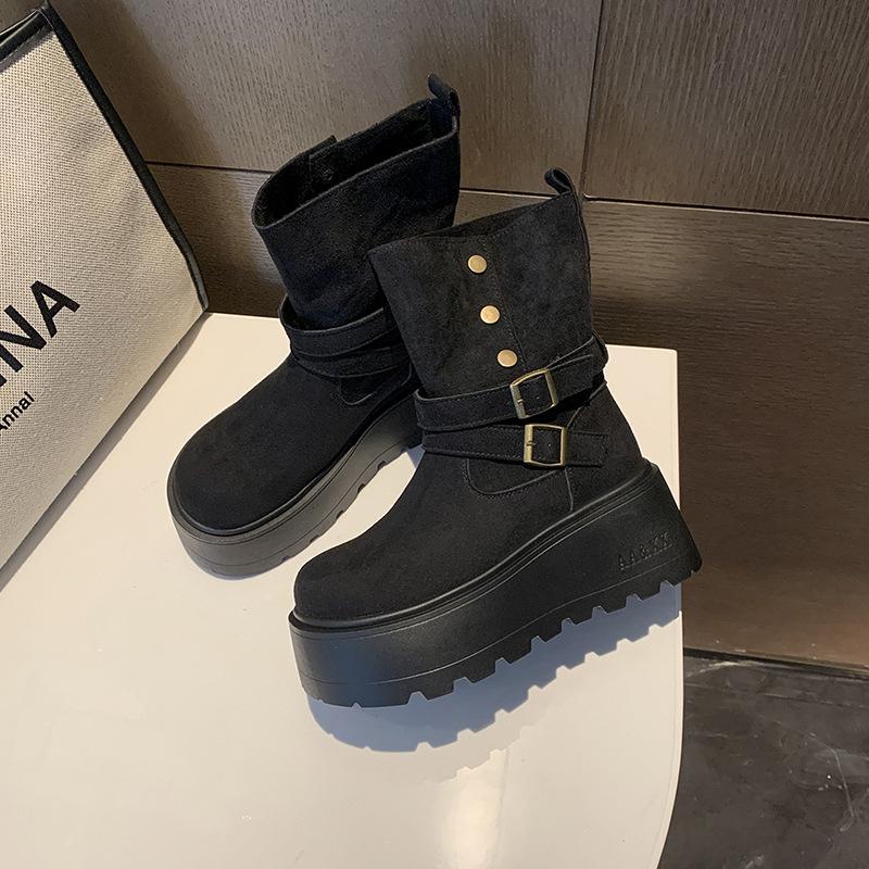 Retro casual versatile short boots women's Martin boots autumn and winter fashion two wear platform fashion short boots snow boots