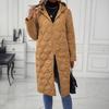 Long Quilted Puffer Jacket for Women Casual Lightweight Zip Up Hooded Coat