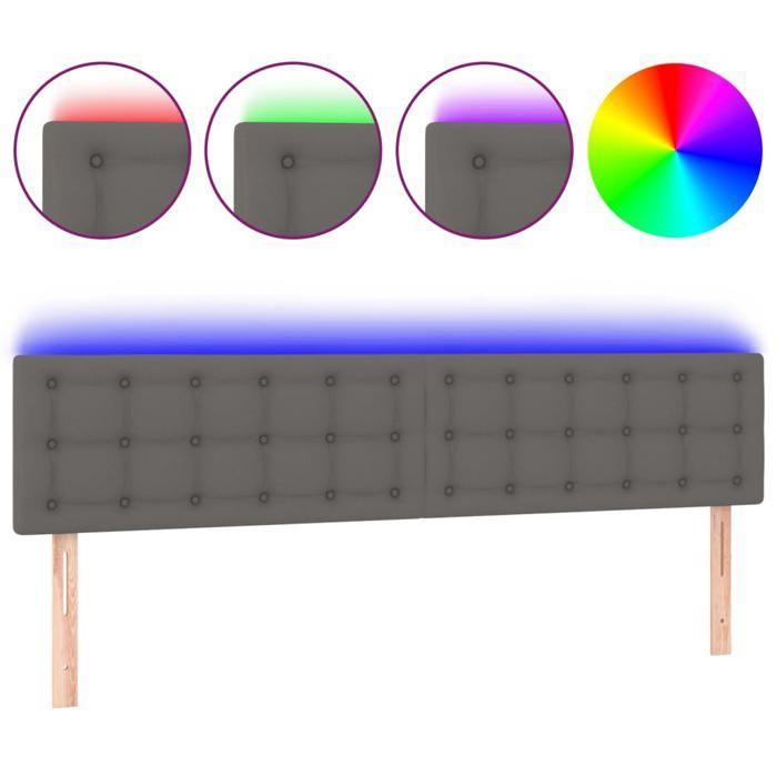 VidaXL Tête de Lit à LED Meuble de Chambre à Coucher Accessoire de Lit Double Tête de Cadre de Lit Intérieur Gris 3121724