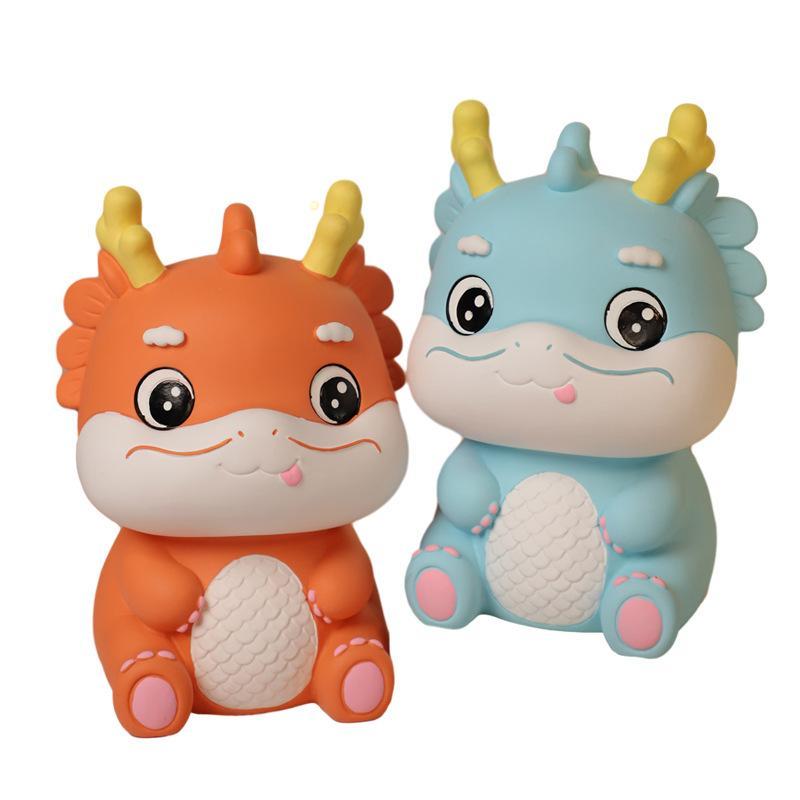 The Year of the Loong Piggy Bank, Plastic Lined, Shatterproof, Reusable, Cartoon Piggy Bank, Tabletop Decoration, Doll Gift
