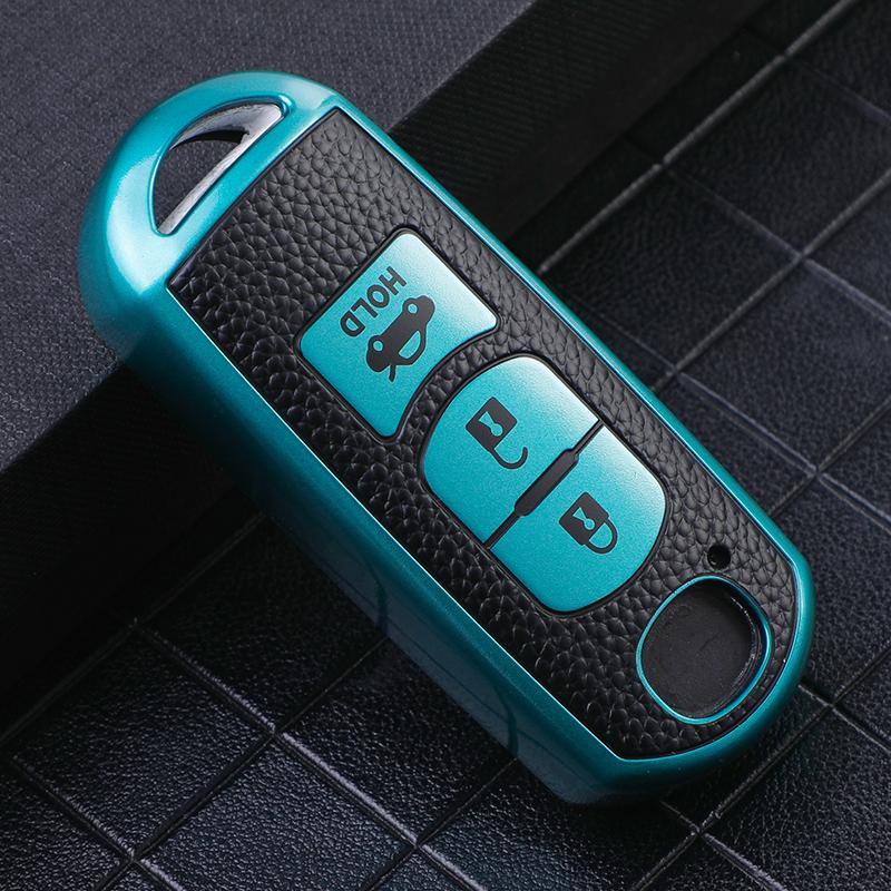 Leather+TPU All-Inclusive Car Remote Key Cover Case Fob for Mazda 2 3 5 6 CX-3 CX-5 CX-7 CX-9 CX8 Speed Miata MX5 2016 2017 2018