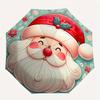 1pc Christmas Santa Automatic Open/Close Exquisite Umbrella - Compact Travel Umbrella, 8-Rib Heavy-Duty Construction, Ideal Gift, Outdoor Ac